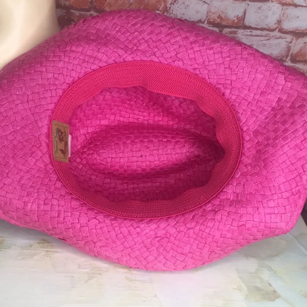 Vintage Tropical Trends Hot Pink Straw Cowboy Hat